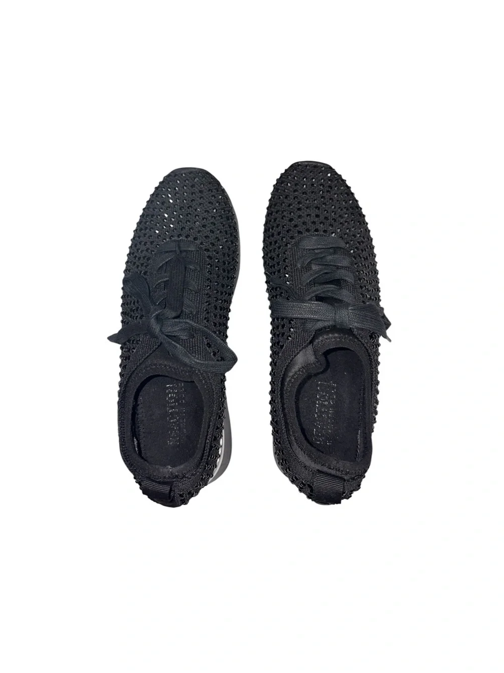 Reaction Kenneth Cole Cameron Rhinestone Lace-Up Black Sneaker Women US 7 EU 37